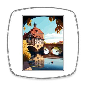 Bamberg Deutschland Vintage Reiseposter WPA Souvenir - Viereckiger Kühlschrankmagnet - Weiß - Vorne