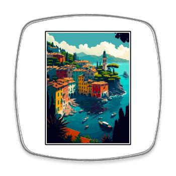 Portofino Italy Vintage Travel Poster WPA Souvenir - Square fridge magnet - white - Front