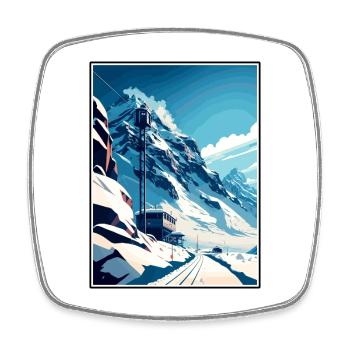 Jungfraujoch Suisse Affiche de voyage vintage WPA - Magnet carré - blanc - Devant