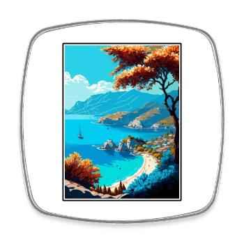 Öludeniz Turkey Vintage Travel Poster WPA Souvenir - Square fridge magnet - white - Front