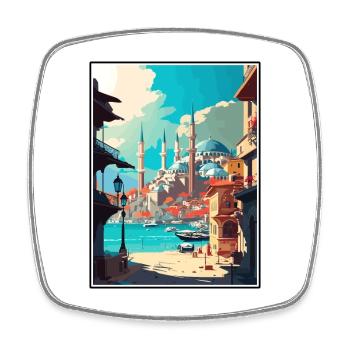 Adana Turkey Vintage Travel Poster WPA Souvenir - Square fridge magnet - white - Front