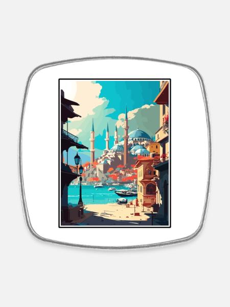 Adana Turkey Vintage Travel Poster WPA Souvenir - Square fridge magnet - white