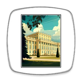 Château de Schönbrunn Autriche Affiche de voyage Vintage - Magnet carré - blanc - Devant