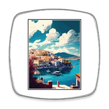Bodrum Turkey Vintage Travel Poster WPA Souvenir - Square fridge magnet - white - Front