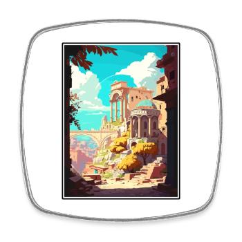 Side Turkey Vintage Travel Poster WPA Souvenir - Square fridge magnet - white - Front