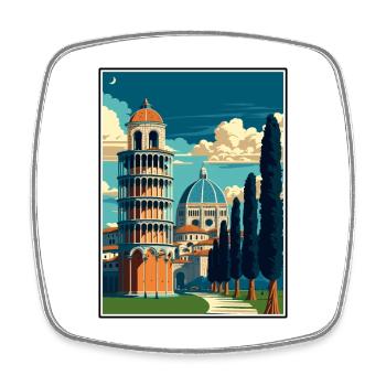 Pisa Italien Vintage Reiseposter WPA Souvenir - Viereckiger Kühlschrankmagnet - Weiß - Vorne
