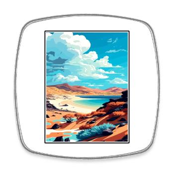 Fuerteventura Spain Vintage Travel Poster Souvenir - Square fridge magnet - white - Front