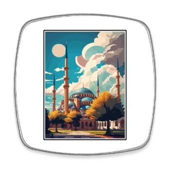 Edirne Turkey Vintage Travel Poster WPA Souvenir - Square fridge magnet - white - Front