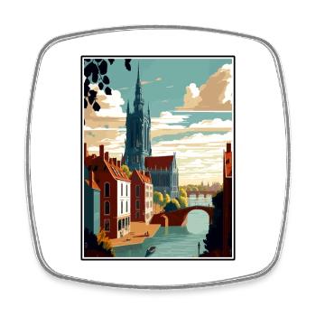 Deventer Pays-Bas Vintage voyage affiche WPA Art - Magnet carré - blanc - Devant