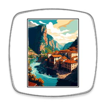 Amasra Turkey Vintage Travel Poster WPA Souvenir - Square fridge magnet - white - Front
