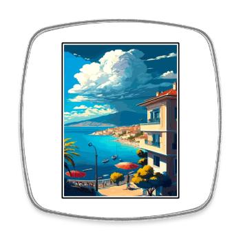 Didim Turkey Vintage Travel Poster WPA Souvenir - Square fridge magnet - white - Front