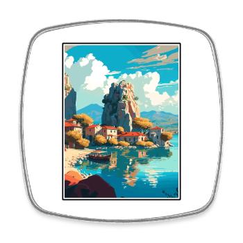 Dalyan Turkey Vintage Travel Poster WPA Souvenir - Square fridge magnet - white - Front