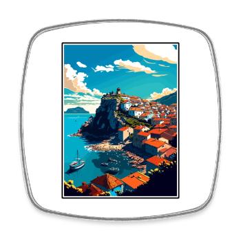 Amasra Turkey Vintage Travel Poster WPA Souvenir - Square fridge magnet - white - Front