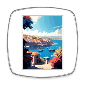 Ayvalik Turkey Vintage Travel Poster WPA Souvenir - Square fridge magnet - white - Front