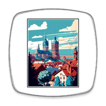 Wurzburg Germany Vintage Travel Poster Souvenir - Square fridge magnet - white - Front