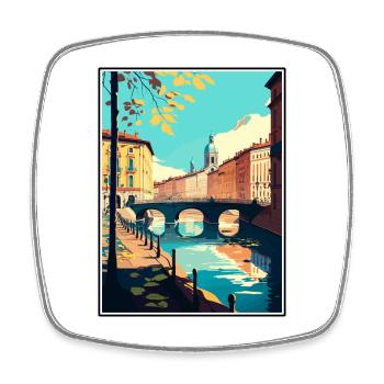 Turin Italien Vintage Reiseposter WPA Souvenir - Viereckiger Kühlschrankmagnet - Weiß - Vorne
