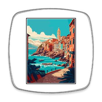 Genoa Italy Vintage Travel Poster WPA Souvenir - Square fridge magnet - white - Front