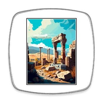 Göbeklitepe Turkey Vintage Travel Poster Souvenir - Square fridge magnet - white - Front