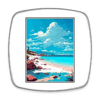 Iztuzu Beach Turkey Vintage Travel Poster Souvenir - Square fridge magnet - white - Front