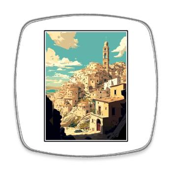 Matera Italy Vintage Travel Poster WPA Souvenir - Square fridge magnet - white - Front