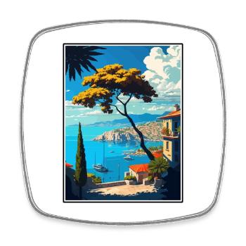 Kuşadası Turkey Vintage Travel Poster WPA Souvenir - Square fridge magnet - white - Front