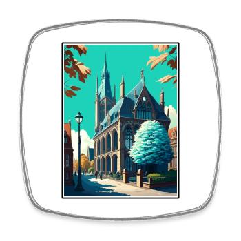 Brême Allemagne Vintage voyage affiche WPA Souvenir - Magnet carré - blanc - Devant