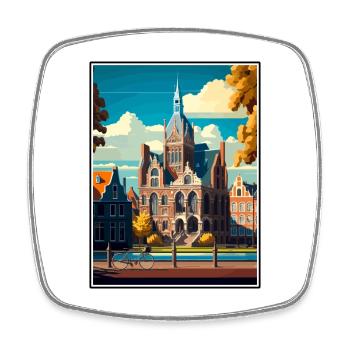 Tilburg Netherlands Vintage Travel Poster Souvenir - Square fridge magnet - white - Front