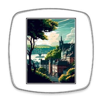 Koblenz Germany Vintage Travel Poster WPA Souvenir - Square fridge magnet - white - Front