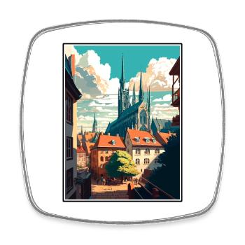 Erfurt Germany Vintage Travel Poster WPA Souvenir - Square fridge magnet - white - Front