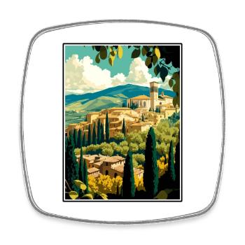 Orvieto Italy Vintage Travel Poster WPA Souvenir - Square fridge magnet - white - Front