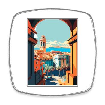Barcelona Spain Vintage Travel Poster WPA Souvenir - Square fridge magnet - white - Front