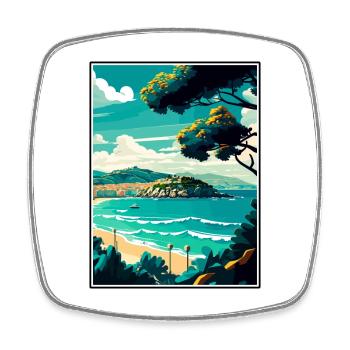 San Sebastian Spain Vintage Travel Poster Souvenir - Square fridge magnet - white - Front