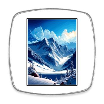Zugspitze Germany Vintage Travel Poster Souvenir - Square fridge magnet - white - Front