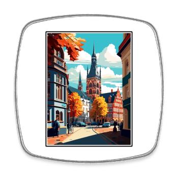 Darmstadt Germany Vintage Travel Poster Souvenir - Square fridge magnet - white - Front