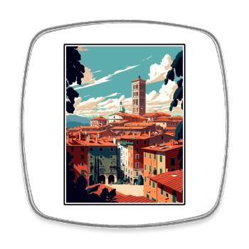 Lucca Italy Vintage Travel Poster WPA Souvenir - Square fridge magnet - white - Front