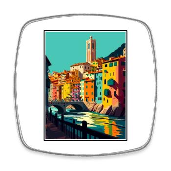 Girona Spain Vintage Travel Poster WPA Souvenir - Square fridge magnet - white - Front