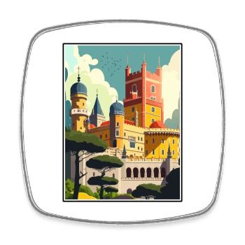 Sintra Portugal Vintage voyage affiche WPA Souvenir - Magnet carré - blanc - Devant