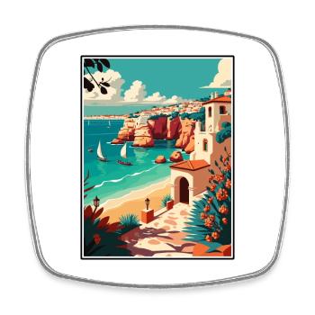 Lagos Portugal Vintage voyage affiche WPA Souvenir - Magnet carré - blanc - Devant