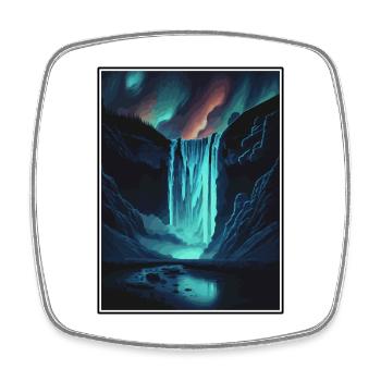 Skogafoss Islande Vintage voyage affiche Souvenir - Magnet carré - blanc - Devant