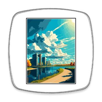 Almere Niederlande Vintage Reiseposter Souvenir - Viereckiger Kühlschrankmagnet - Weiß - Vorne