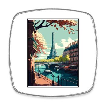 Paris Frankreich Vintage Reiseposter WPA Souvenir - Viereckiger Kühlschrankmagnet - Weiß - Vorne