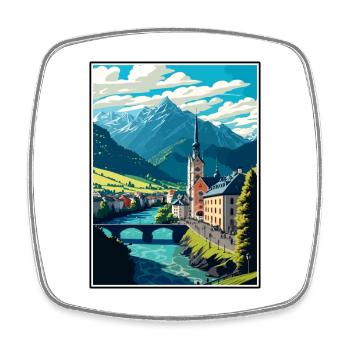 Golling An der Salzach Österreich Reiseplakat - Viereckiger Kühlschrankmagnet - Weiß - Vorne