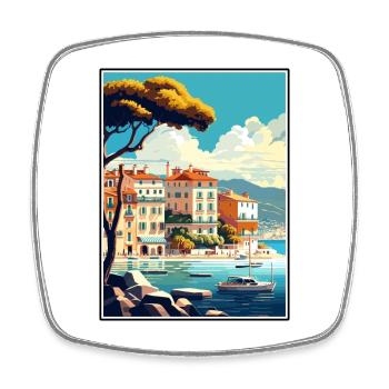 Cannes France Vintage Travel Poster WPA Souvenir - Square fridge magnet - white - Front