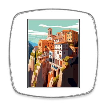 Cuenca Espagne Vintage voyage affiche WPA Souvenir - Magnet carré - blanc - Devant