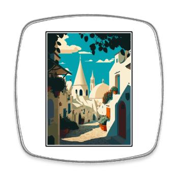 Alberobello Italy Vintage Travel Poster Souvenir - Square fridge magnet - white - Front