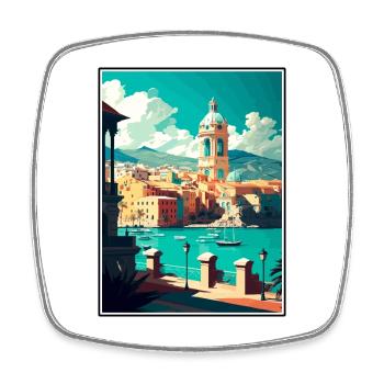Carthagène Espagne Vintage voyage affiche WPA Souvenir - Magnet carré - blanc - Devant