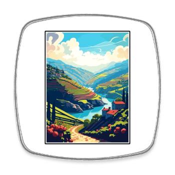 Douro-Tal Portugal Vintage Reiseposter WPA - Viereckiger Kühlschrankmagnet - Weiß - Vorne