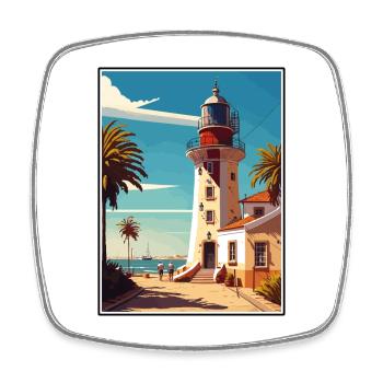 Faro Portugal Vintage Reiseposter WPA Souvenir - Viereckiger Kühlschrankmagnet - Weiß - Vorne