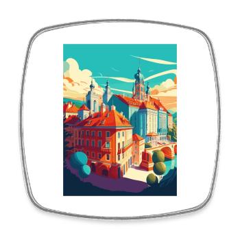 Bratislava Slowakei Vintage Reiseposter Souvenir - Viereckiger Kühlschrankmagnet - Weiß - Vorne