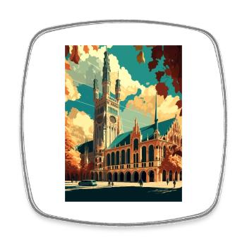 Munich Germany Vintage Travel Poster WPA Souvenir - Square fridge magnet - white - Front